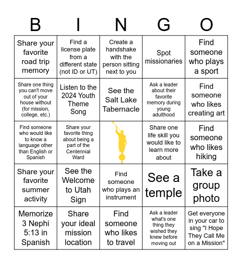 Youth Conference Bingo Card