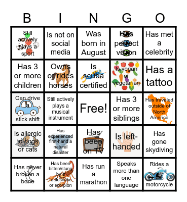 ICE BREAKER Bingo Card