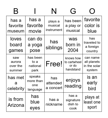 PM 2024-2025 Bingo Card