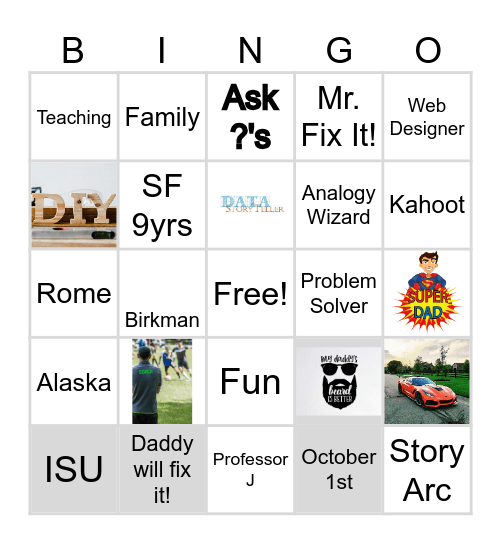 Joe's New Adventure Bingo Card