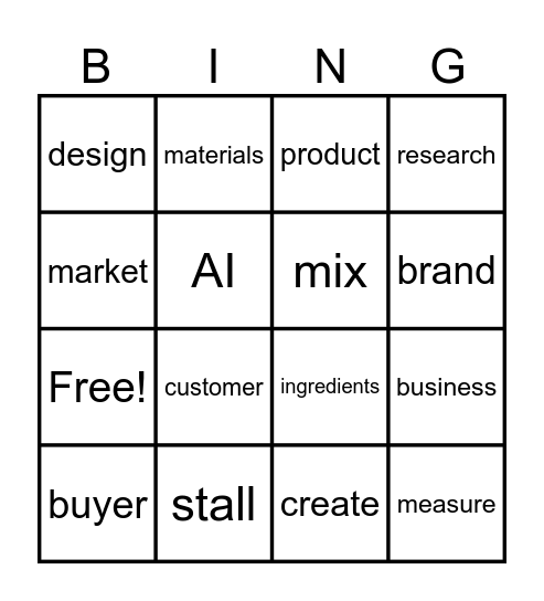 MAKE YOUR OWN PRODUCT NO.1 Bingo Card