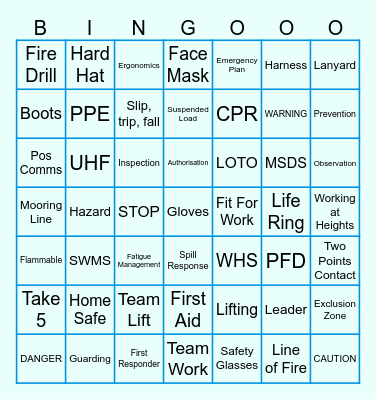 Safety Bingo! Bingo Card