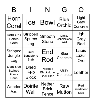 Minecraft Bingo Card