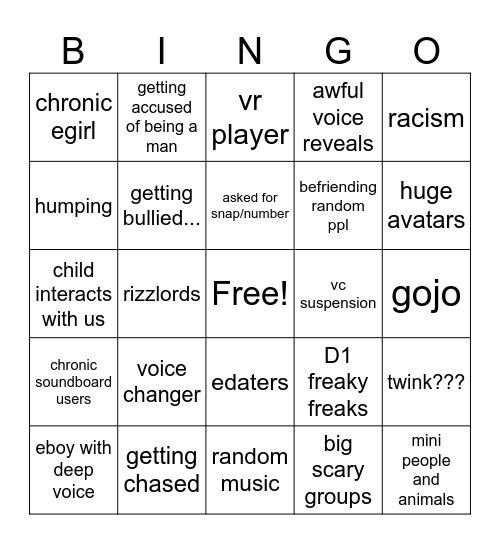 mic up bingo Card