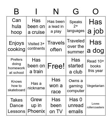 BACK TO SCHOOL BINGO Card