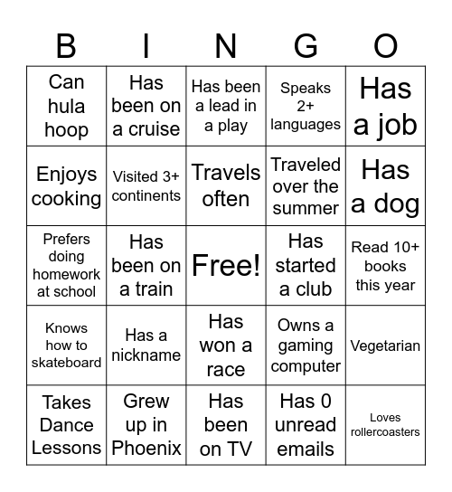 BACK TO SCHOOL BINGO Card