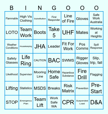 Safety Bingo! Bingo Card