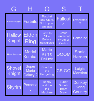 Ghost Bingo Card
