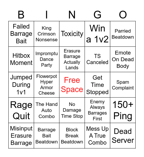 Untitled Stand Game The Hand Bingo Card