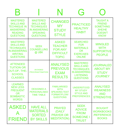 BINGO, DONE THAT- SPM EDITION! Bingo Card