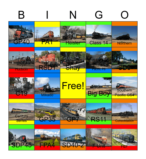 Railway Lines in California Past, Present and Future Bingo Card