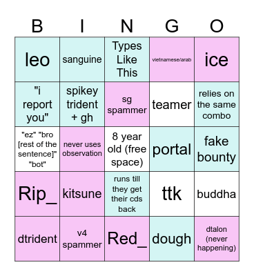 BRAINDEAD BLOX FRUIT KID BINGO Card