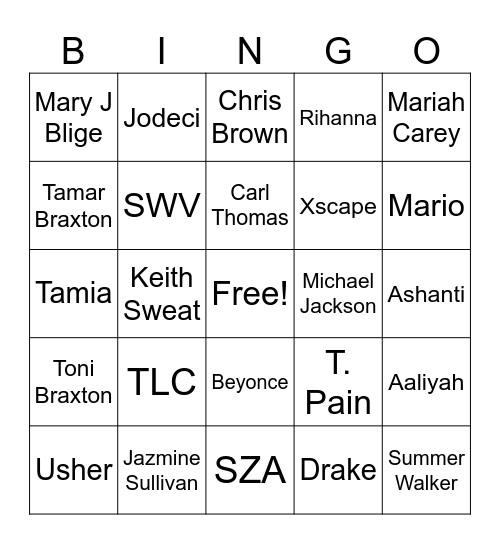 King Stretch RnB Beatz n Bingo Card