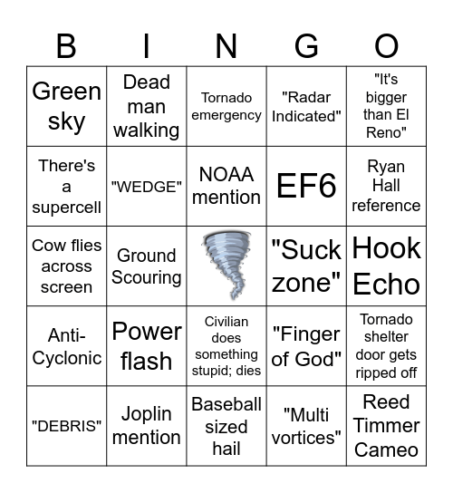 Twisters Bingo Card