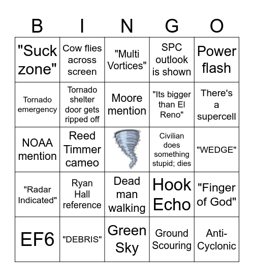 Twisters Bingo Card