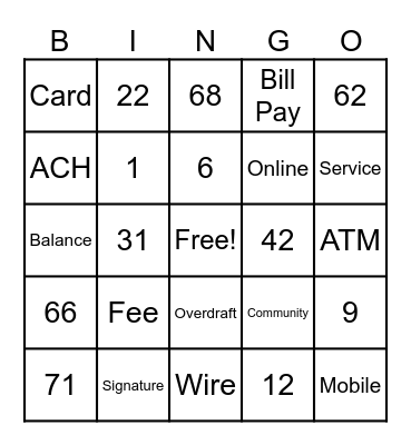 Banker Bingo Card