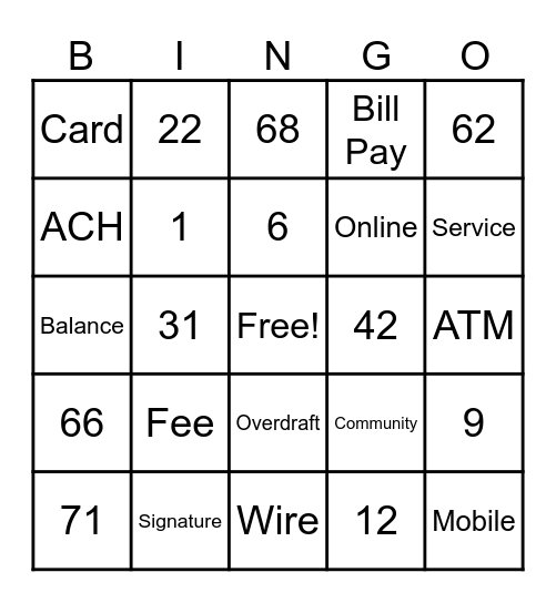 Banker Bingo Card