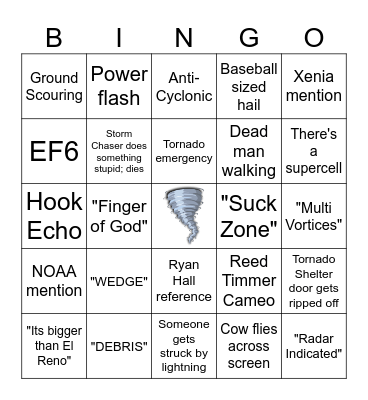 Twisters Bingo Card