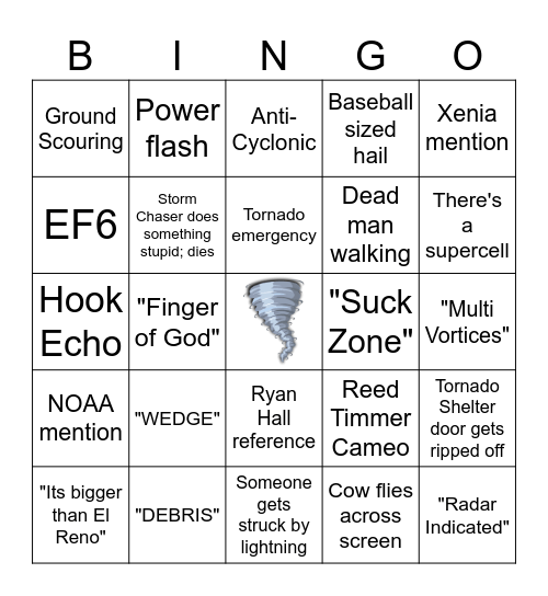 Twisters Bingo Card