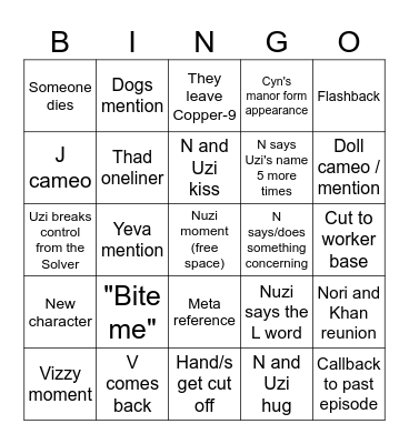 Murder Drones Ep8 Bingo Card Bingo Card