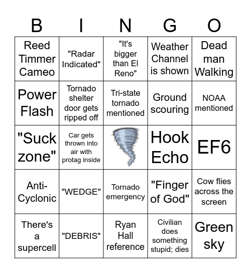 Twisters Bingo Card