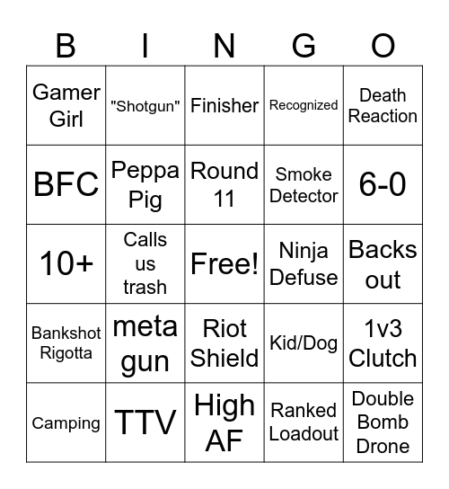 MW3 SND Bingo Card