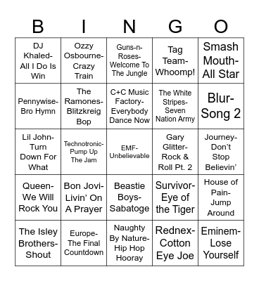 Radio Bingo Pep Rally Bingo Card