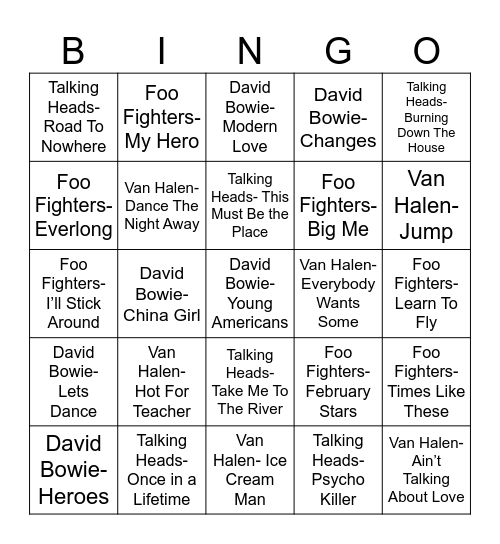 Radio Bingo Battles of the Daves Bingo Card