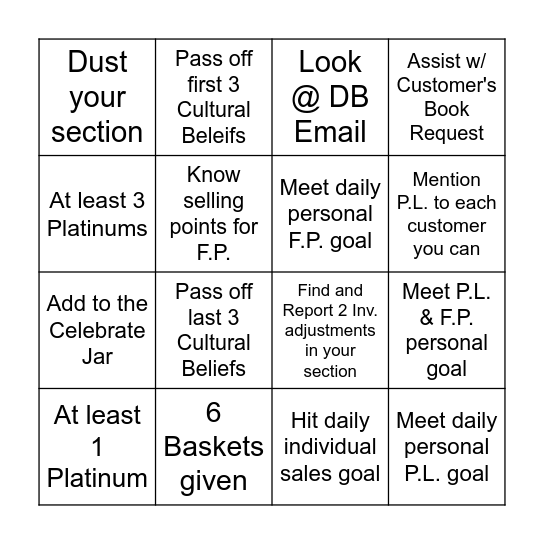 Bookstore Bingo Card