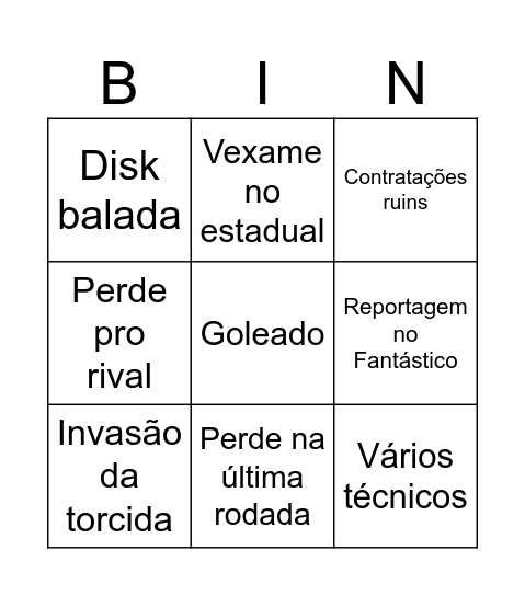 Bingo Rebaixamento Bingo Card