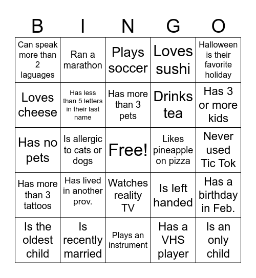 Untitled Bingo Card