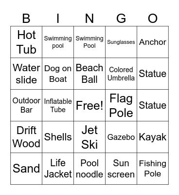 Boat Bingo Card