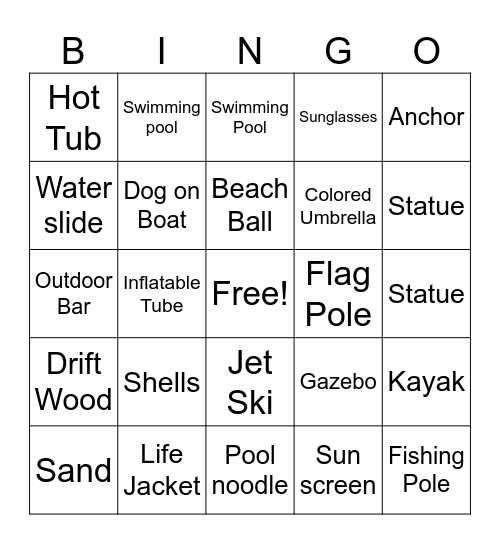 Boat Bingo Card