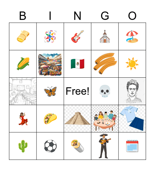 Learning about Mexico Bingo Card