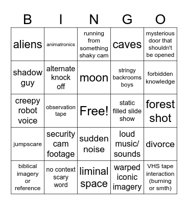 analog horror bingo Card
