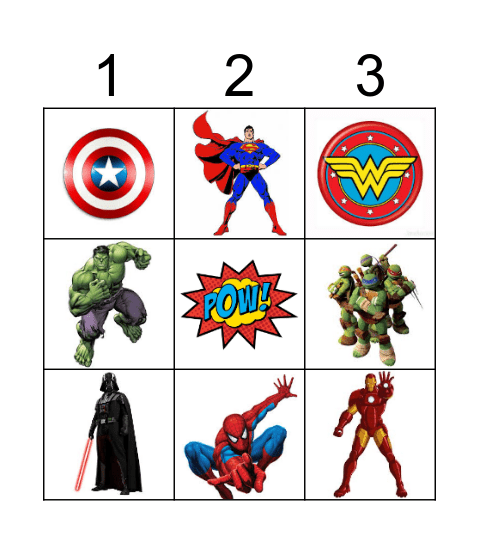 Super Hero Bingo  Bingo Card