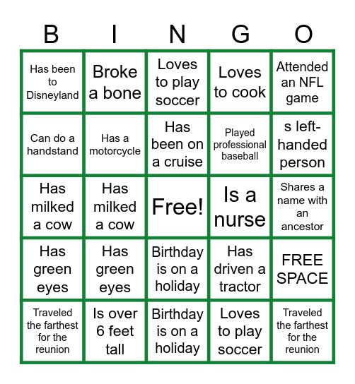 RANUIO REUNION BINGO Card