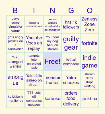 Yatra Vtuber 2024 Birthday Bingo Card Bingo Card