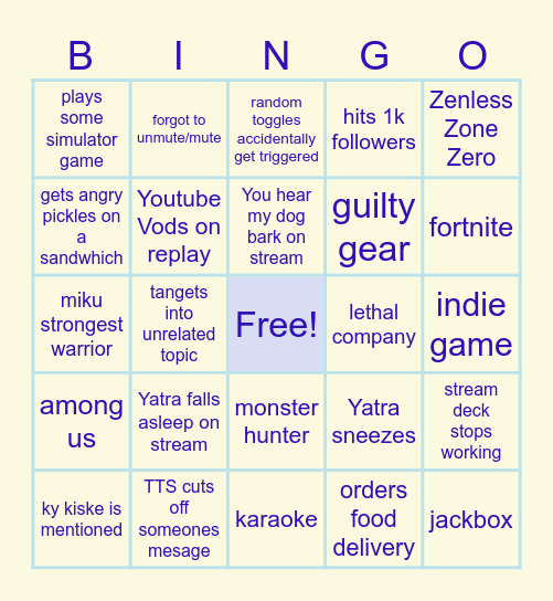 Yatra Vtuber 2024 Birthday Bingo Card Bingo Card