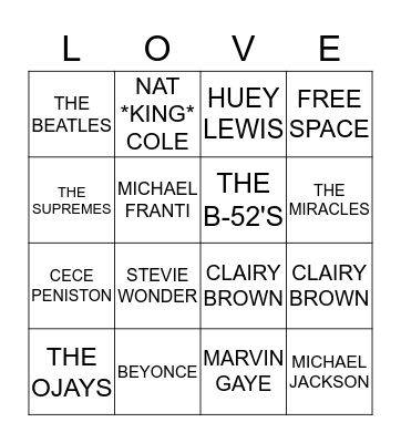 LOVE Bingo Card