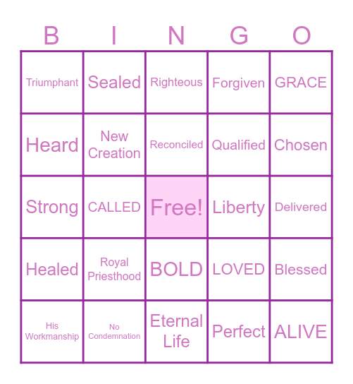 Bible "IN HIM" Bingo Card