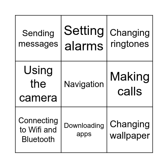 Phone Tic-Tac-Toe Bingo Card