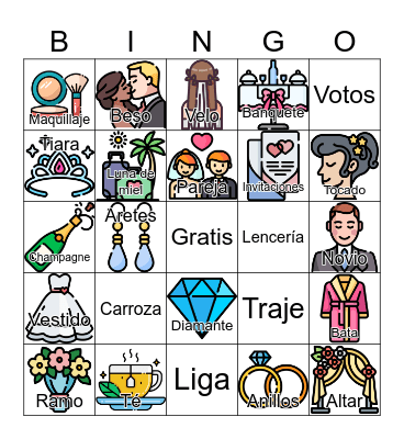 Bingo de Despedida de Soltera Bingo Card