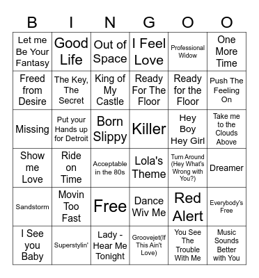 Bingo Singo - Club Classics Bingo Card