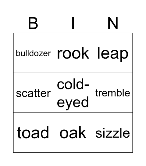 Vocabulary Bingo Card