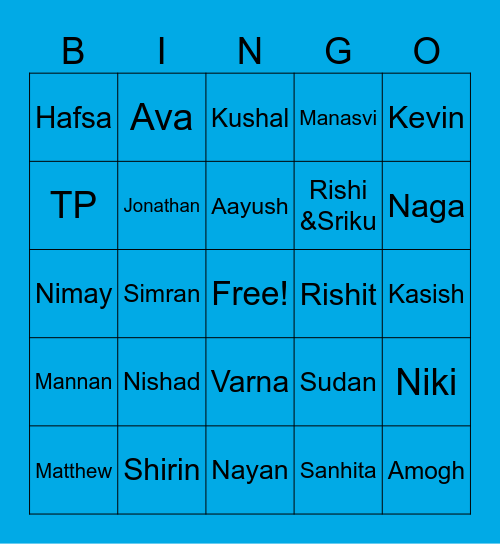 Kushal & Nayan's Grad Bingo Card