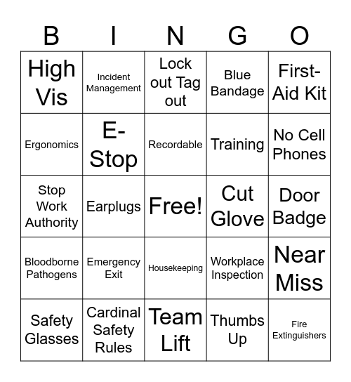 TekniPlex Safety Week Bingo Card
