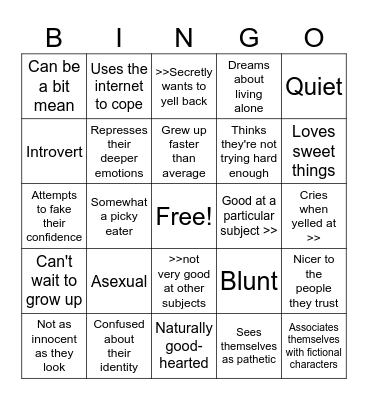 Me kinnie bingo Card