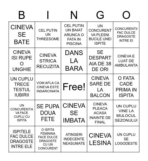 BINGO IN SULA Bingo Card