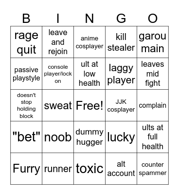 TSB bingo Card